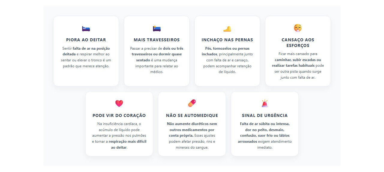 Sinais de que a falta de ar ao deitar merece avaliação do coração