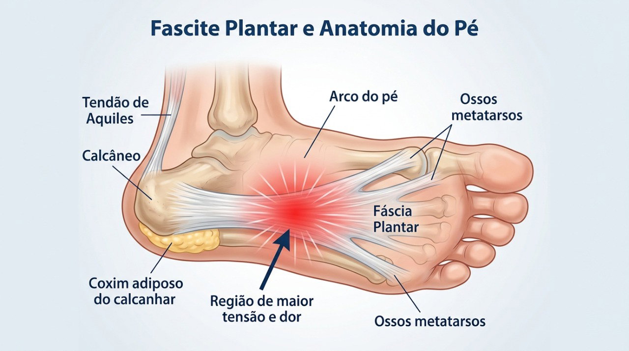 Na fascite plantar, a fáscia da sola do pé pode ficar irritada e causar dor mais intensa após períodos de repouso.