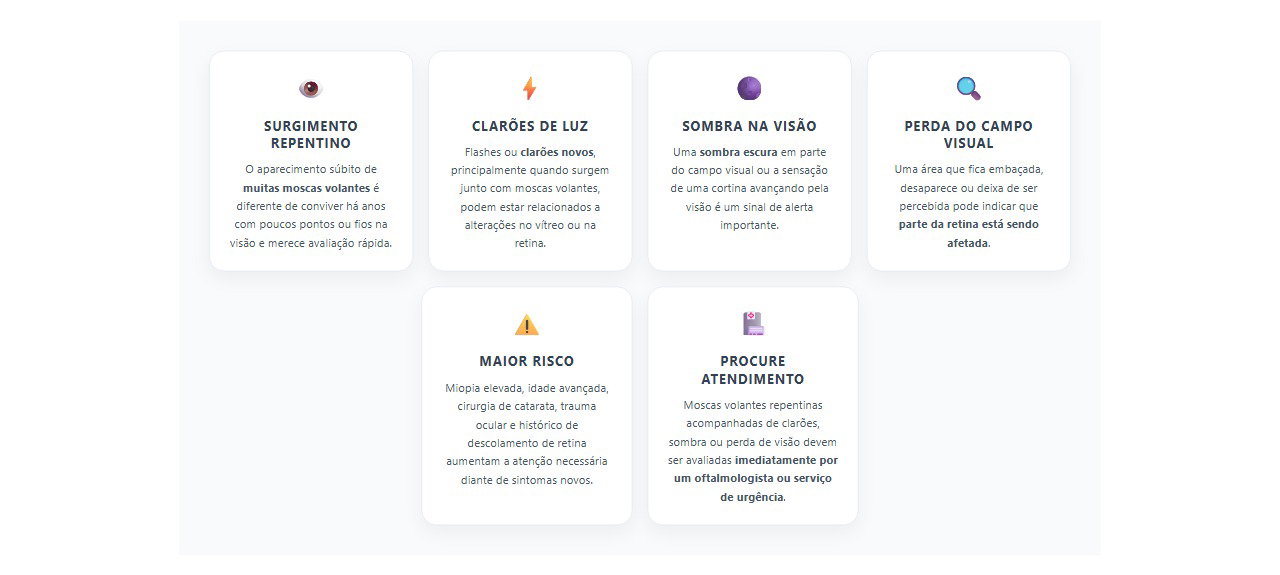 Sinais de alerta nas moscas volantes que exigem atendimento rápido