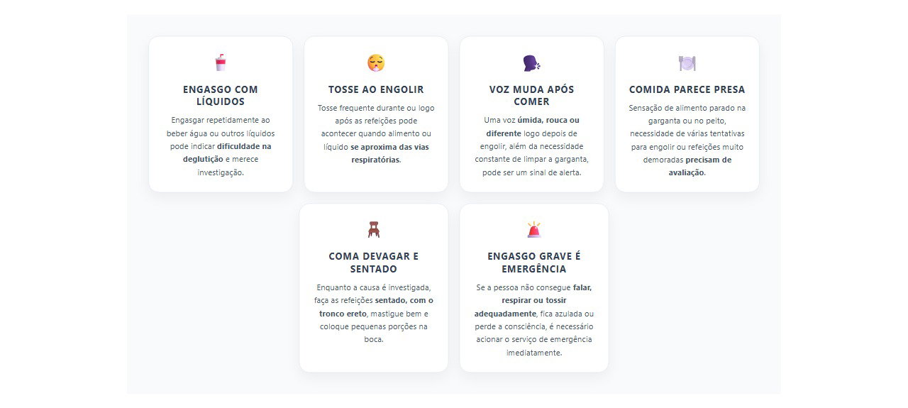 Sinais de que engasgos durante as refeições precisam ser avaliados