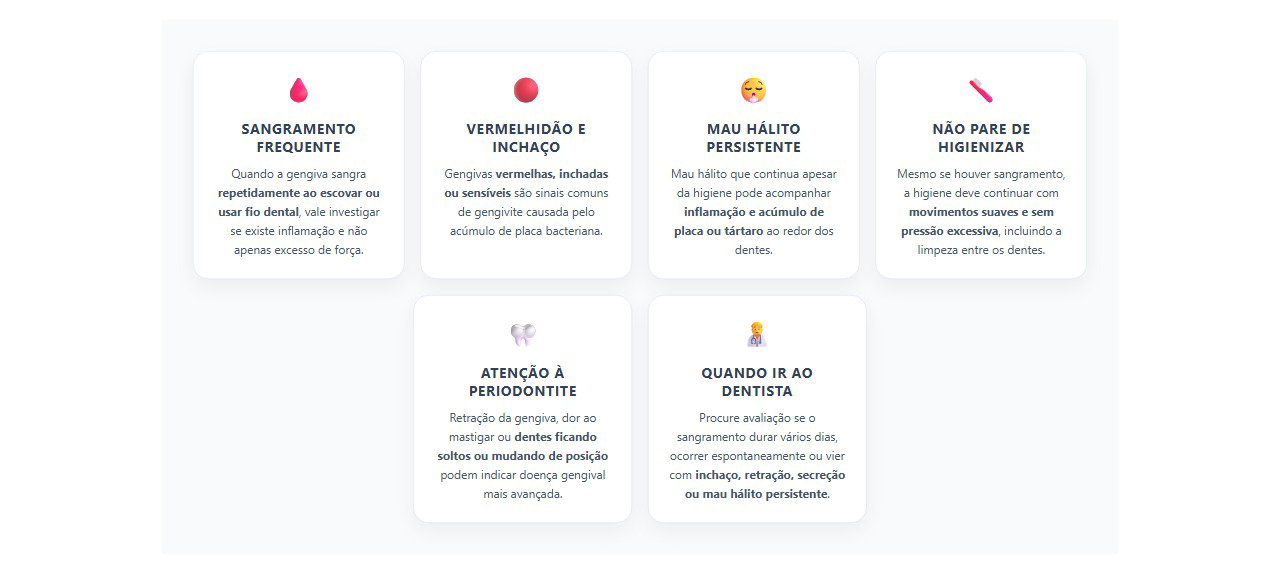 Gengiva sangrando ao escovar: sinais de que pode haver inflamação