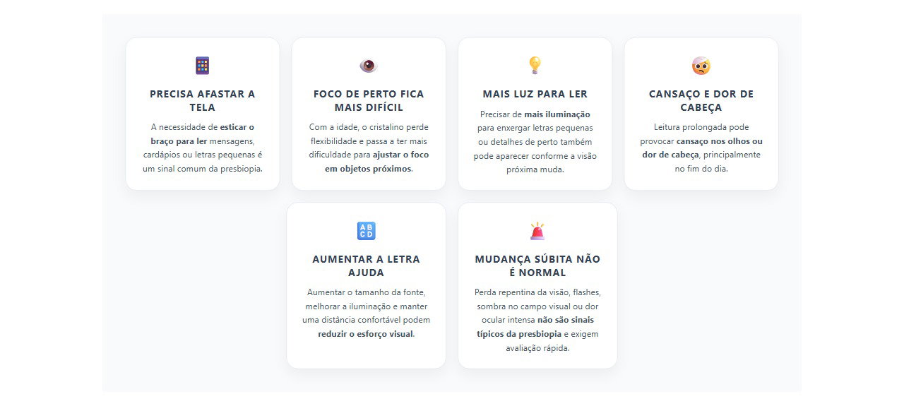 Afastar o celular para ler: sinais comuns da presbiopia