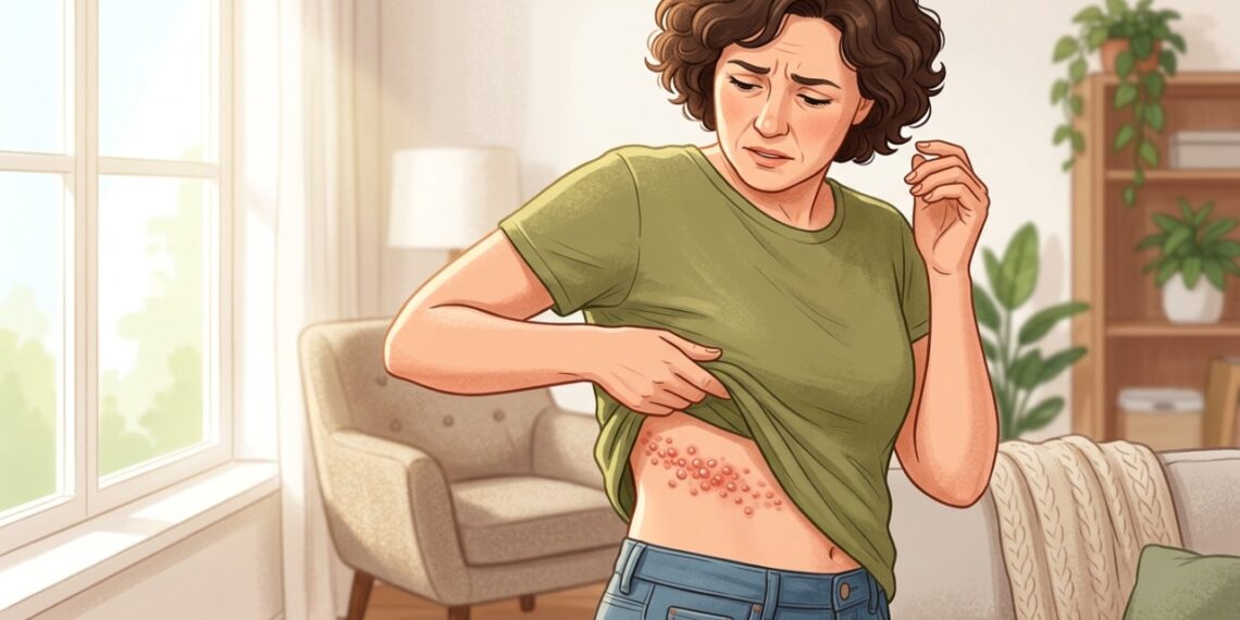 Ardência e bolhas em uma faixa de apenas um lado do corpo podem indicar cobreiro.
