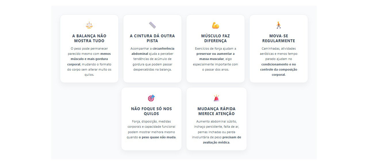 Peso igual, cintura maior: sinais de que a composição corporal mudou
