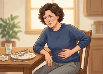 Dor forte no lado direito da barriga após refeições pesadas pode estar relacionada à vesícula.
