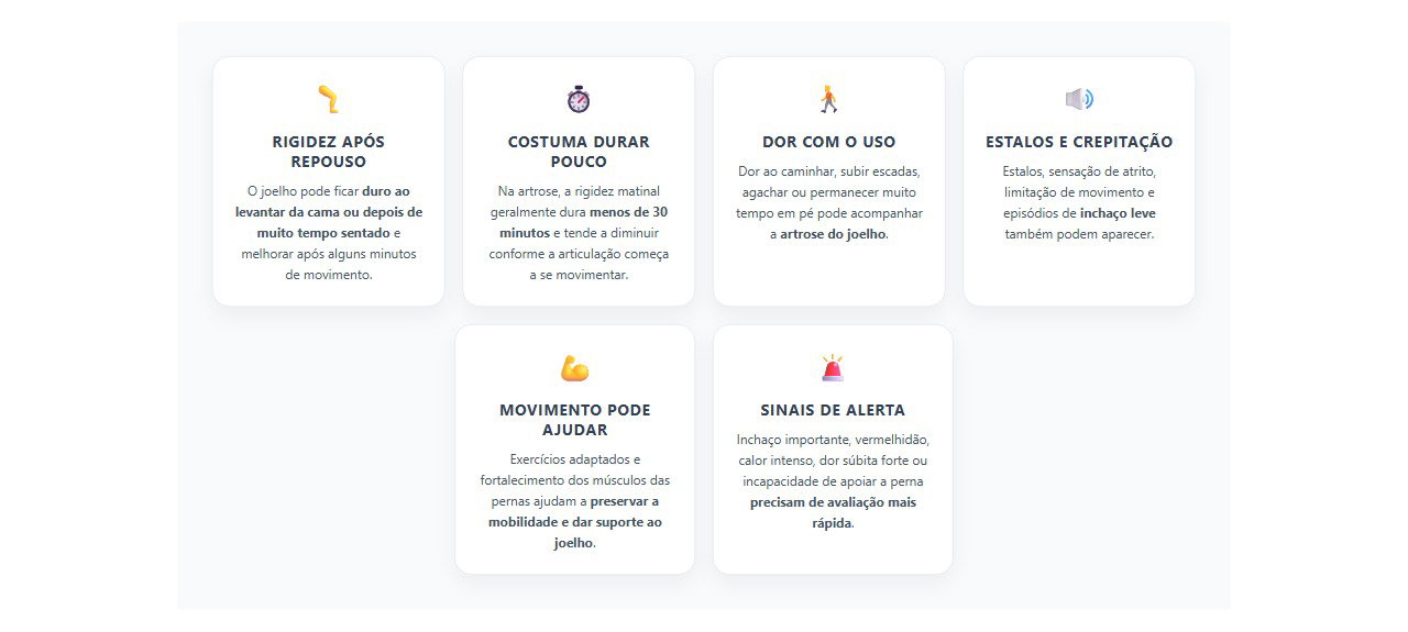 Joelho rígido que melhora ao andar: sinais que podem indicar artrose