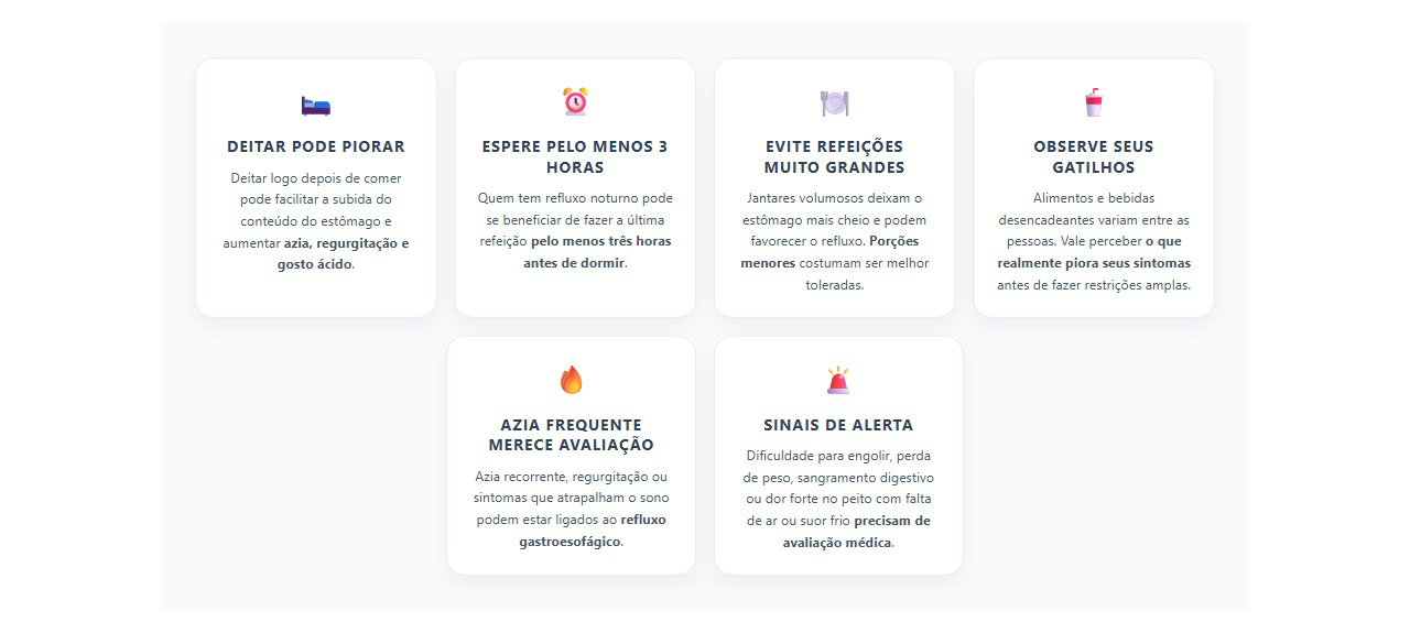 Azia à noite: hábitos que podem reduzir o refluxo depois do jantar