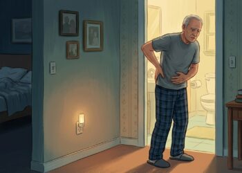 Jato urinário fraco e vontade de urinar várias vezes à noite podem estar relacionados ao aumento da próstata.