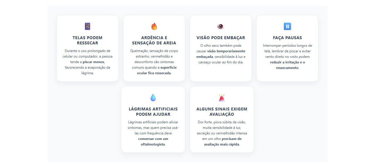Olhos ardendo depois das telas: sinais de ressecamento ocular