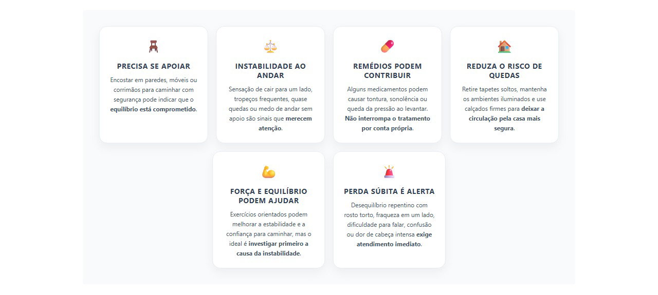 Encostar nos móveis para andar: sinais de que o equilíbrio precisa ser avaliado