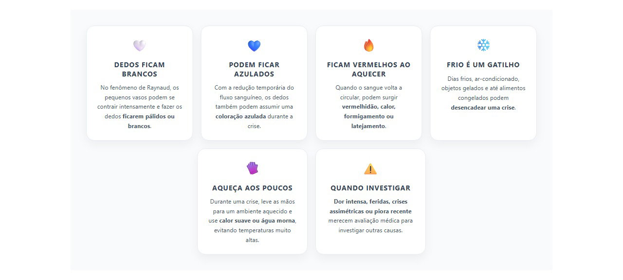 Dedos mudam de cor no frio? Sinais do fenômeno de Raynaud