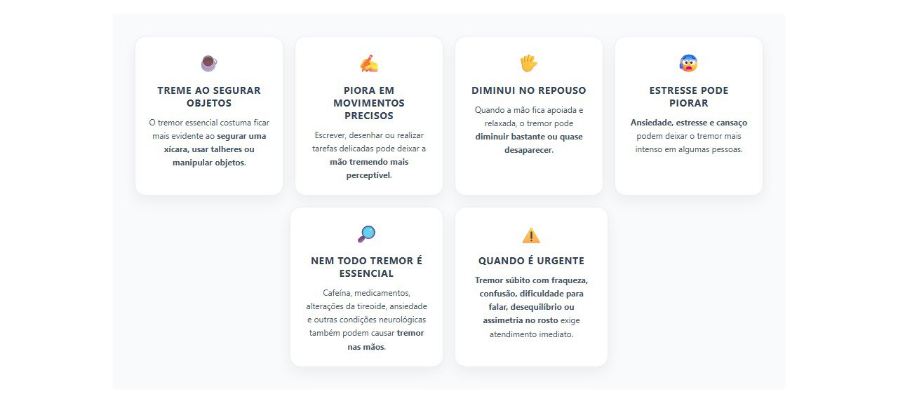 Mão treme durante tarefas? O padrão pode ajudar a descobrir a causa