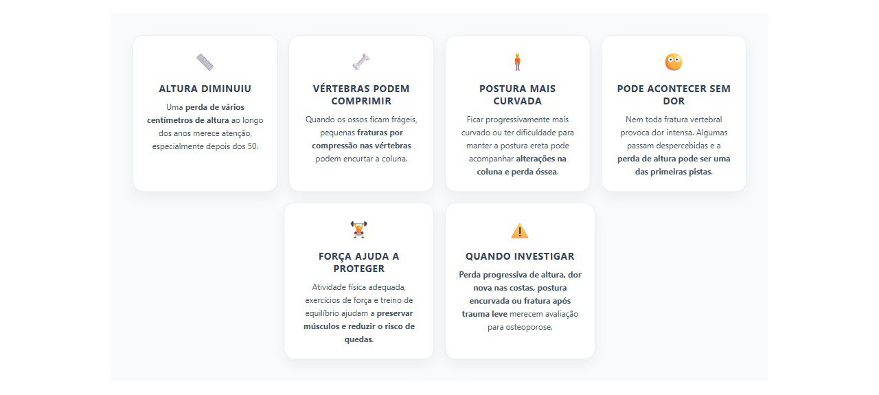 Perdeu altura depois dos 50? Sinais de que a coluna merece atenção