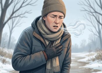 Chiado no peito que começa na vida adulta pode estar relacionado à asma e piorar com frio, esforço ou outros gatilhos.