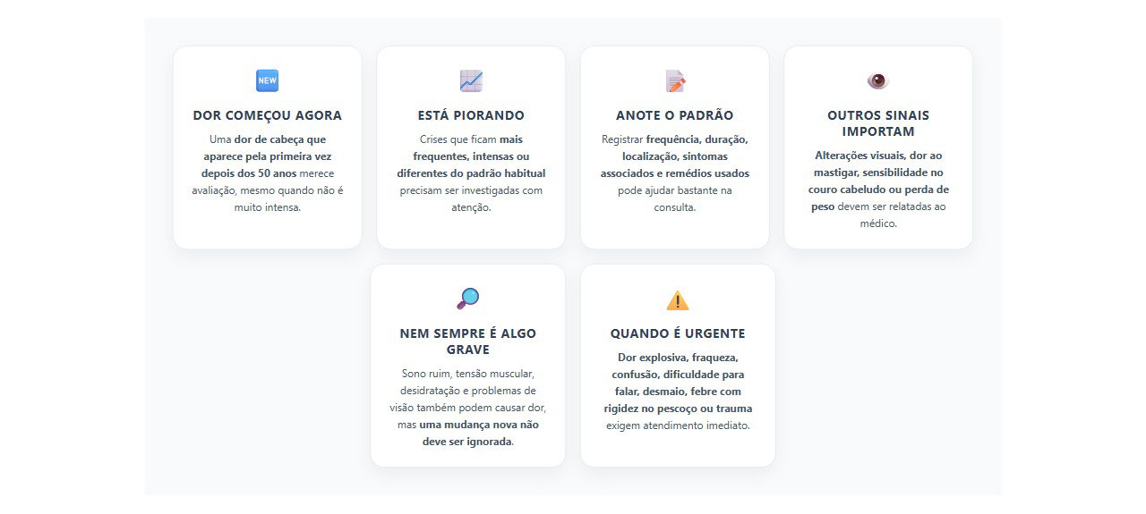 Dor de cabeça nova depois dos 50: sinais que merecem atenção