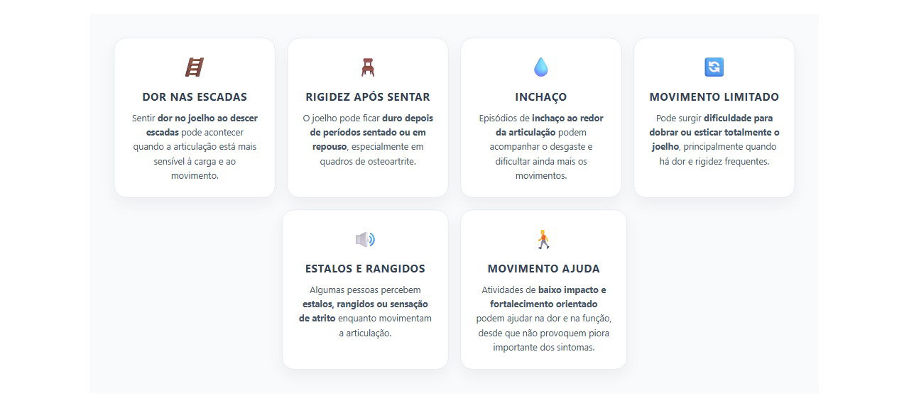 Sinais de que o joelho pode estar sofrendo com desgaste