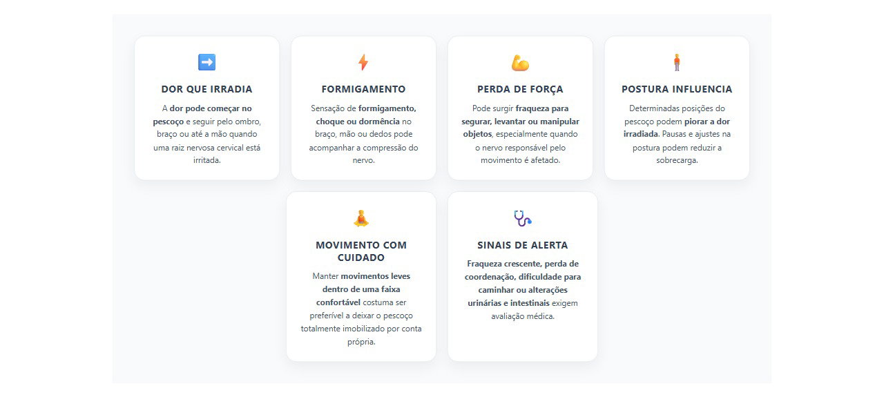 Sinais de que a dor no braço pode começar no pescoço