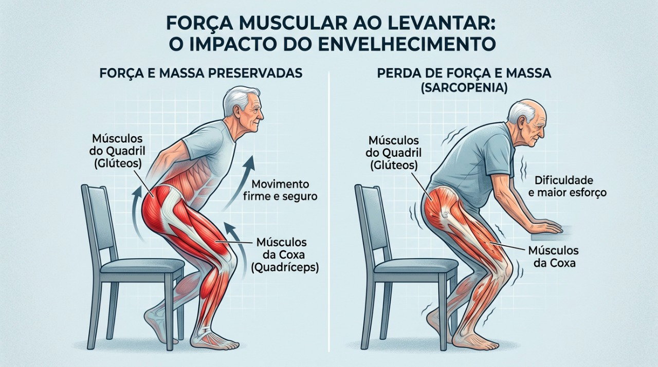 A força das coxas e dos quadris é importante para levantar da cadeira, subir escadas e manter a autonomia.