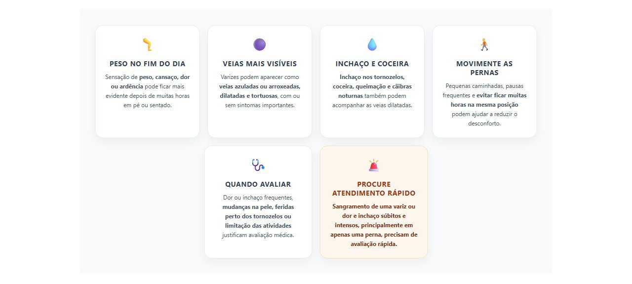 Sinais de varizes que merecem mais atenção