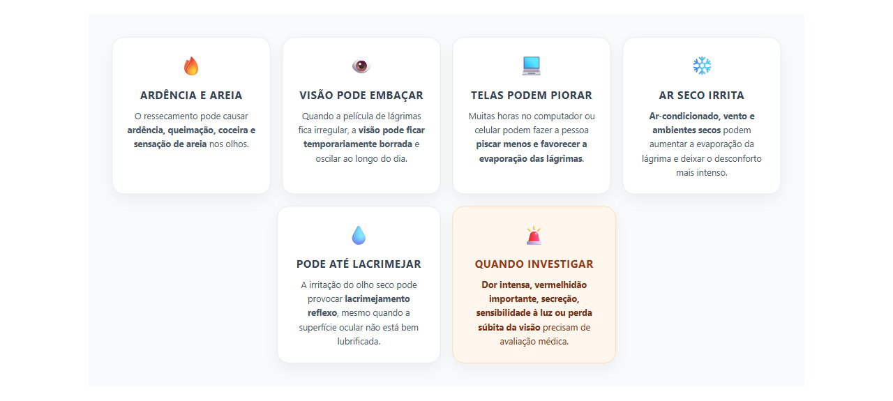 Sinais de olho seco que costumam piorar no fim do dia