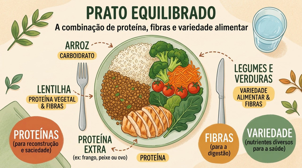 Combinar lentilha com outros alimentos ajuda a montar refeições variadas e nutritivas ao longo do dia.