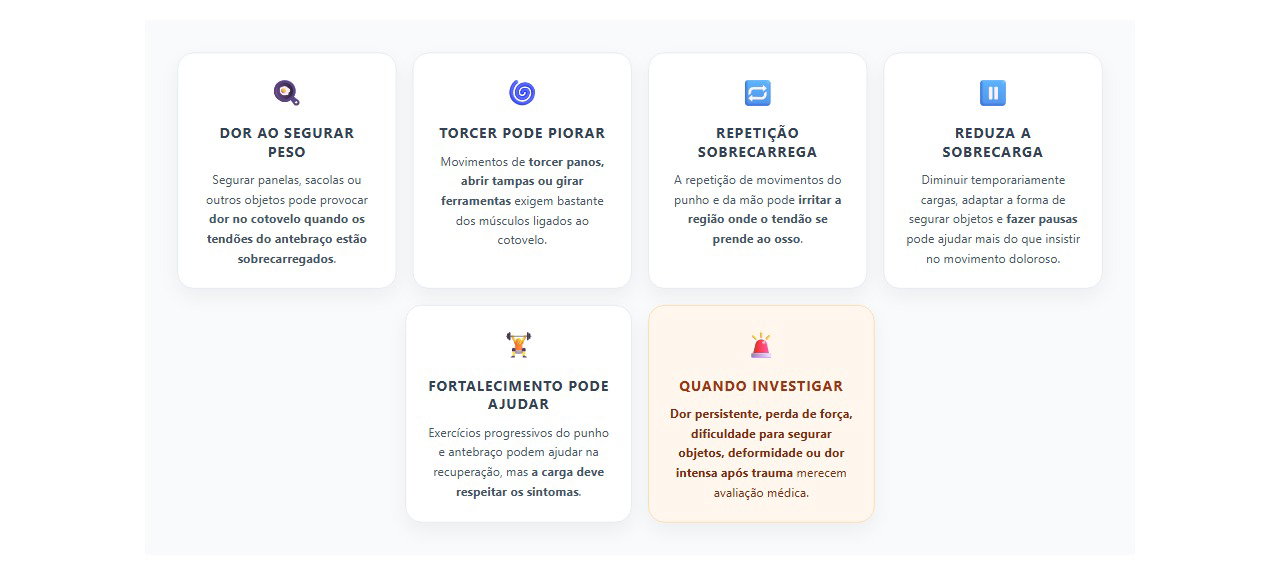 Dor no cotovelo por esforço repetitivo: sinais de sobrecarga do tendão