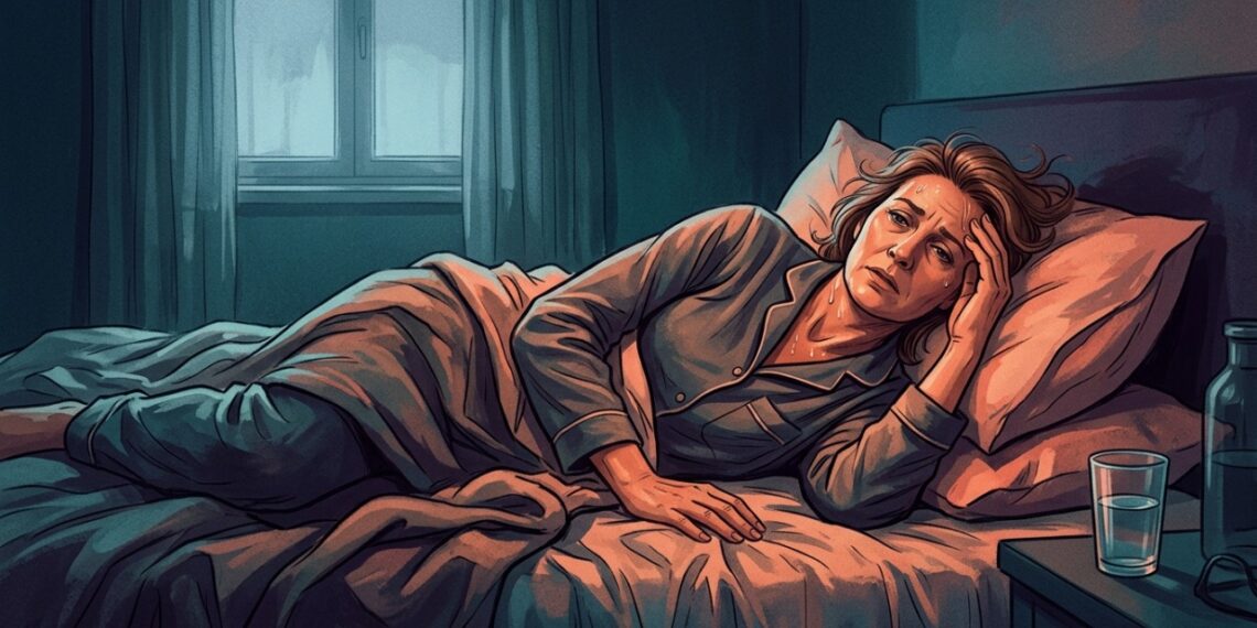 Calorões noturnos podem interromper o sono várias vezes durante a menopausa.