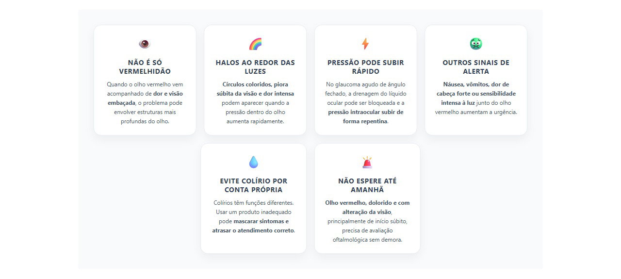 Olho vermelho com dor e visão embaçada: sinais de urgência