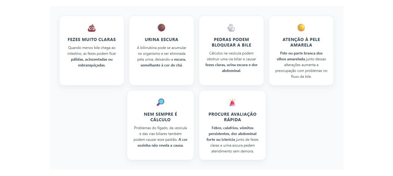 Fezes claras e urina escura: sinais de que a bile pode estar bloqueada