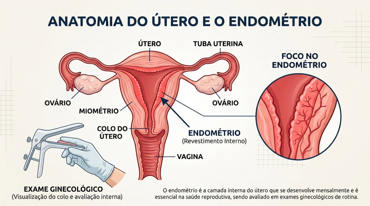 A investigação do sangramento pós-menopausa pode incluir avaliação do útero e do endométrio.