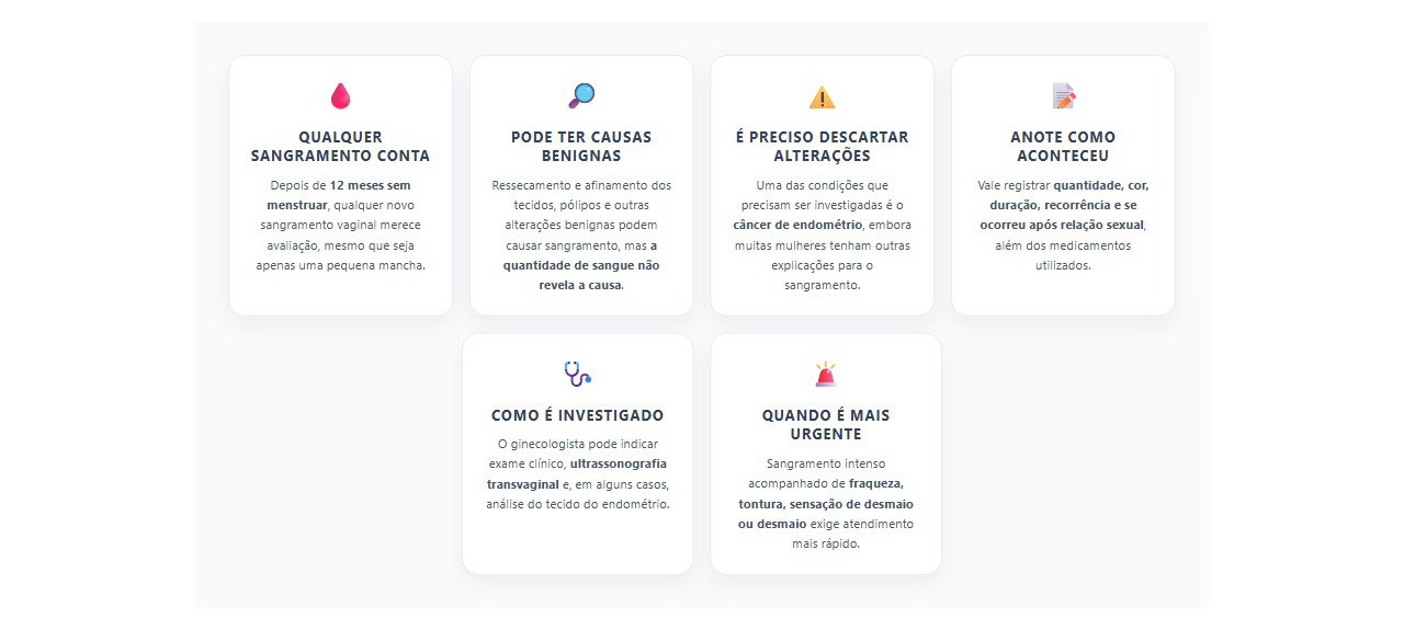 Sangramento após a menopausa: mesmo uma pequena mancha precisa ser investigada