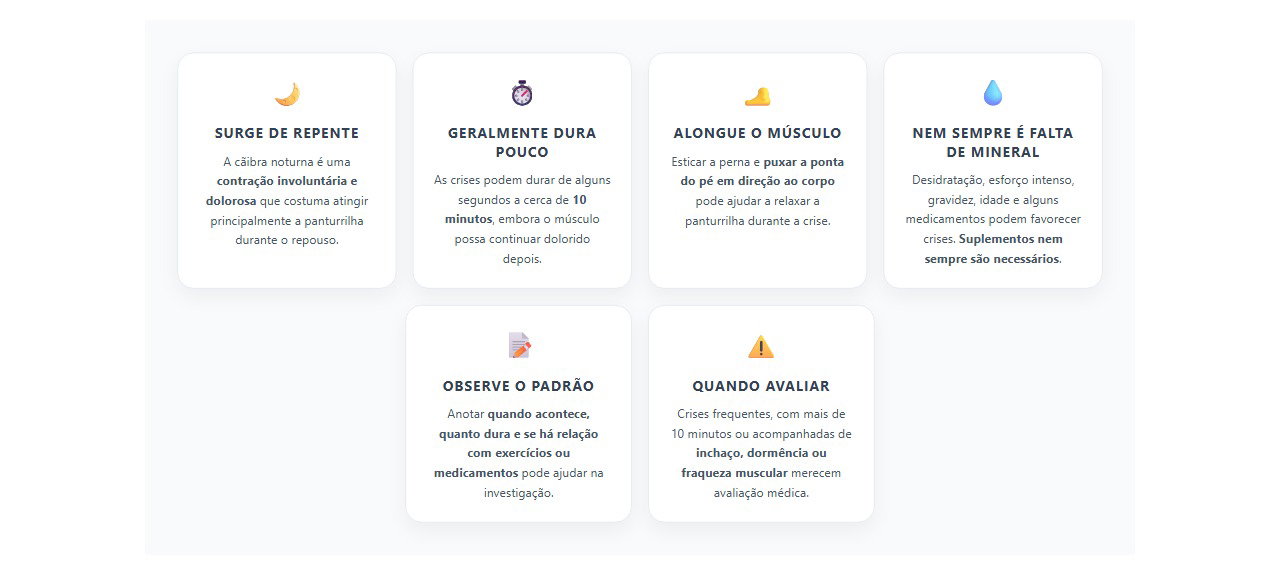 Cãibra na panturrilha à noite: o que fazer e quando investigar