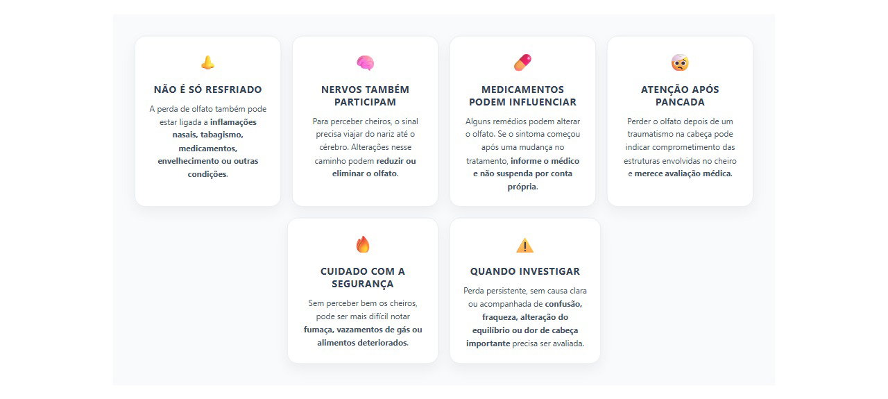 Perda de olfato sem gripe: causas que também precisam ser consideradas