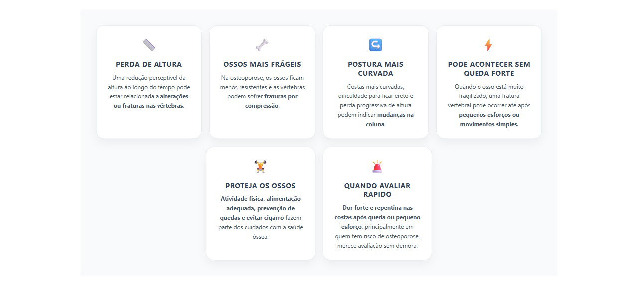 Perdeu altura ou ficou mais curvado? Sinais de que os ossos merecem atenção