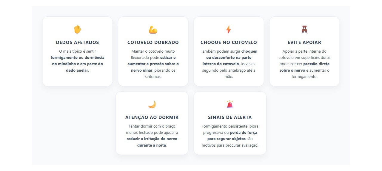 Sinais de que o nervo ulnar pode estar comprimido