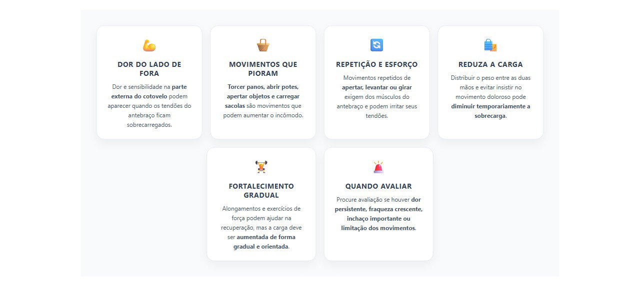 Sinais de sobrecarga nos tendões do cotovelo
