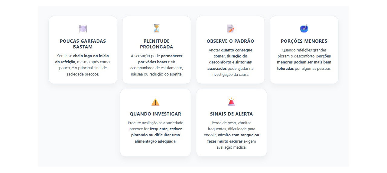 Sinais de que a saciedade precoce merece investigação