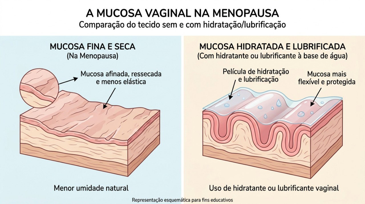 A queda do estrogênio pode deixar o tecido vaginal mais fino, seco e sensível ao atrito.