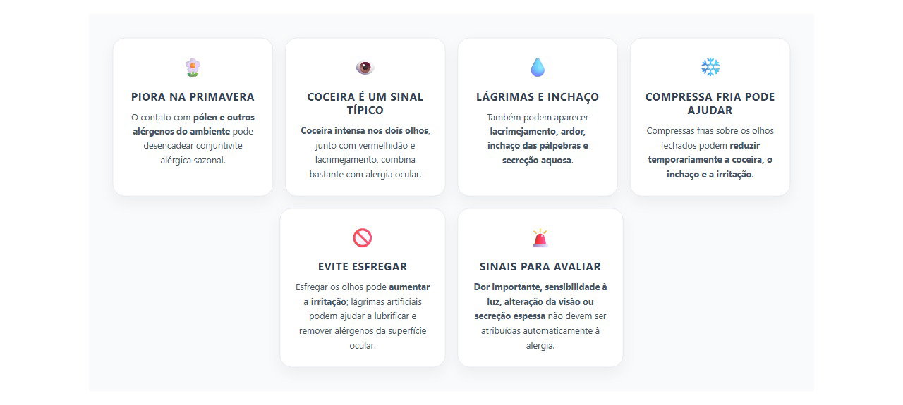 Olhos coçando na primavera: sinais que combinam com alergia ocular