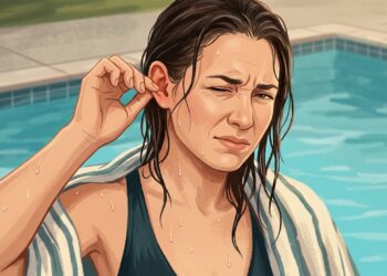 Dor ao puxar a orelha depois da piscina pode estar relacionada à inflamação do canal auditivo.