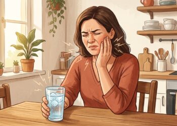 Dor curta ao beber algo gelado ou quente pode ser um sinal de sensibilidade dentária.
