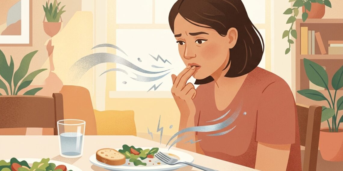 Gosto metálico persistente pode estar relacionado a alterações do paladar, medicamentos ou problemas na boca.