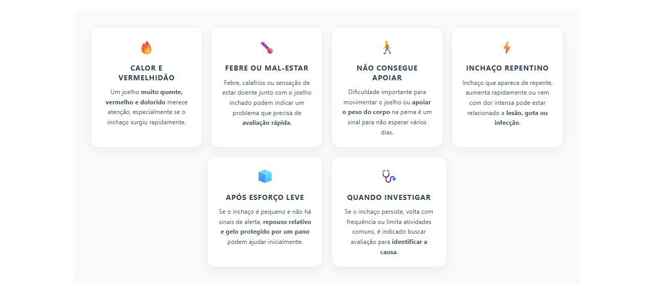 Sinais de alerta quando o joelho incha e fica quente