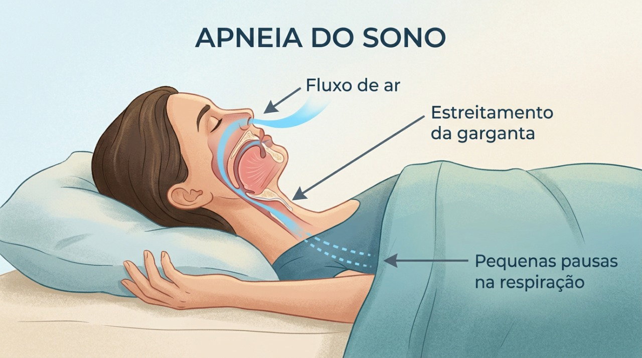 Pausas respiratórias, engasgos e ronco frequente podem ser sinais de apneia do sono.