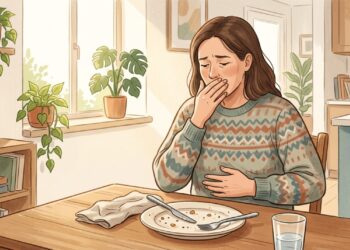 Comer rápido pode aumentar a entrada de ar e favorecer arrotos frequentes.