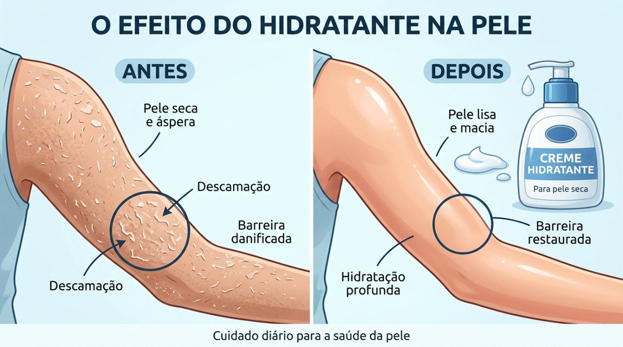 Aplicar hidratante logo após o banho ajuda a reduzir a perda de água da pele.