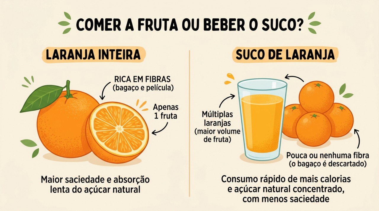 O suco pode concentrar várias frutas em pouco volume e facilitar o consumo de mais carboidratos.