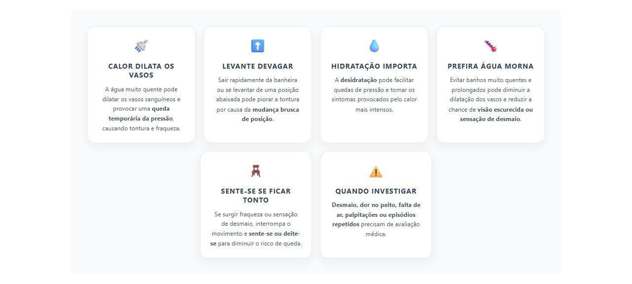 Tontura no banho quente: 6 cuidados para evitar queda de pressão