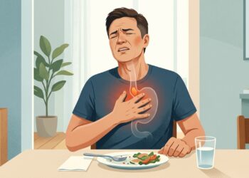 Sentir comida parada na garganta ou no peito pode ser um sinal de dificuldade para engolir.