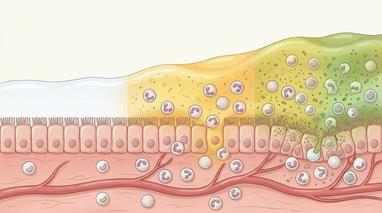 A mudança na cor do catarro pode ocorrer durante infecções virais e não confirma presença de bactéria.